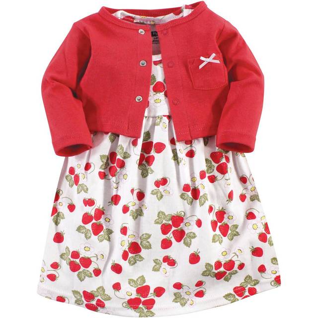 Hudson Baby baby girls Cotton and Cardigan Set Casual Dress  Strawberries  3T US