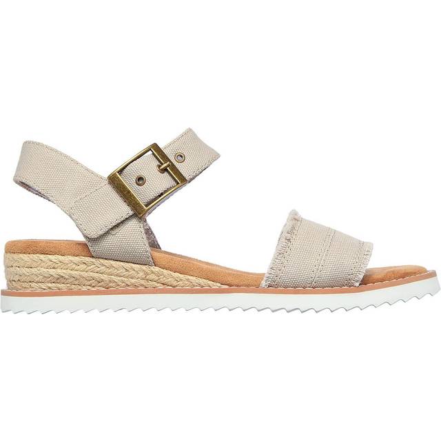 Skechers kvinnors öknkyss-sliten sandal, Lätt brungrå duk, 37 EU