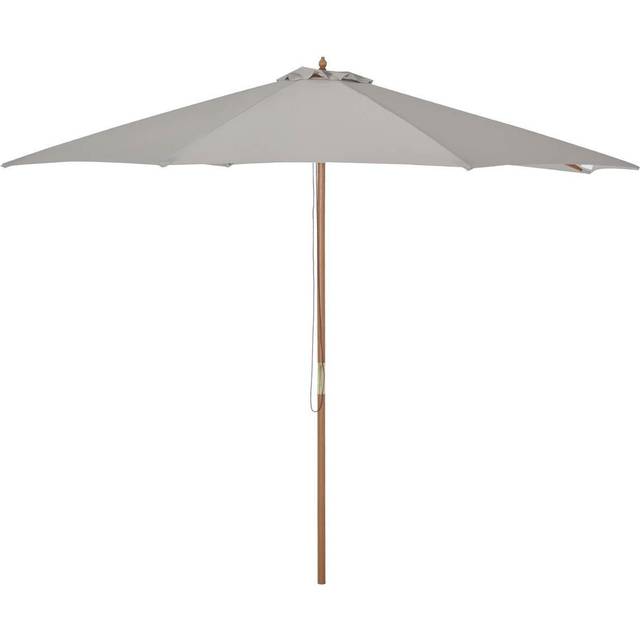 Outsunny 3m Fir Wooden Garden Parasol Sun Shade Outdoor Umbrella Canopy Grey | TJ Hughes