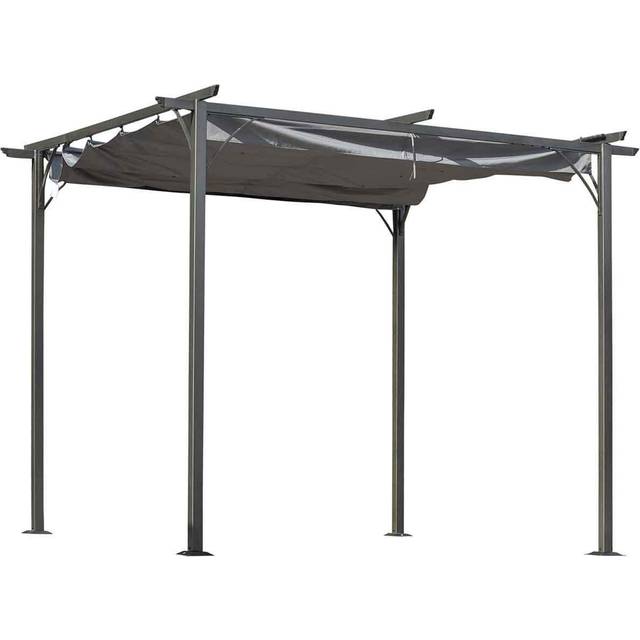 Outsunny 4 x 3 Meters Canopy Metal Wall Gazebo Awning Garden Marquee Shelter Door Porch - Cream