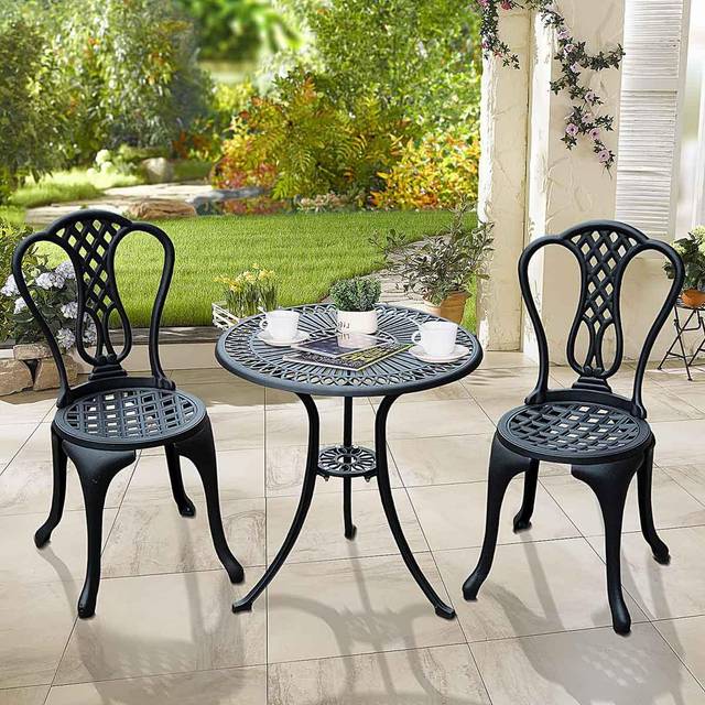 Outsunny Garden Bistro Set Outdoor Table Chairs Aluminium Patio Lawn Furniture