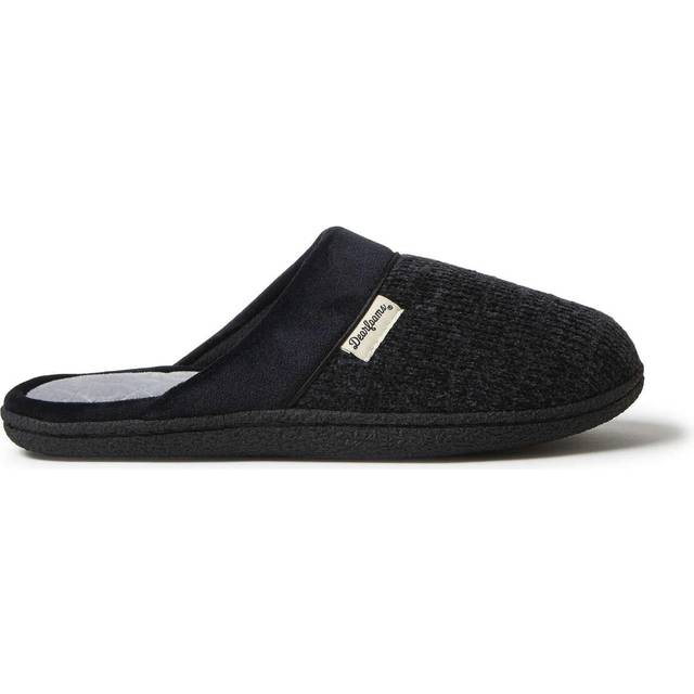 Dearfoams Women's Samantha Knit Closed Toe Scuff Slipper  Black  Small
