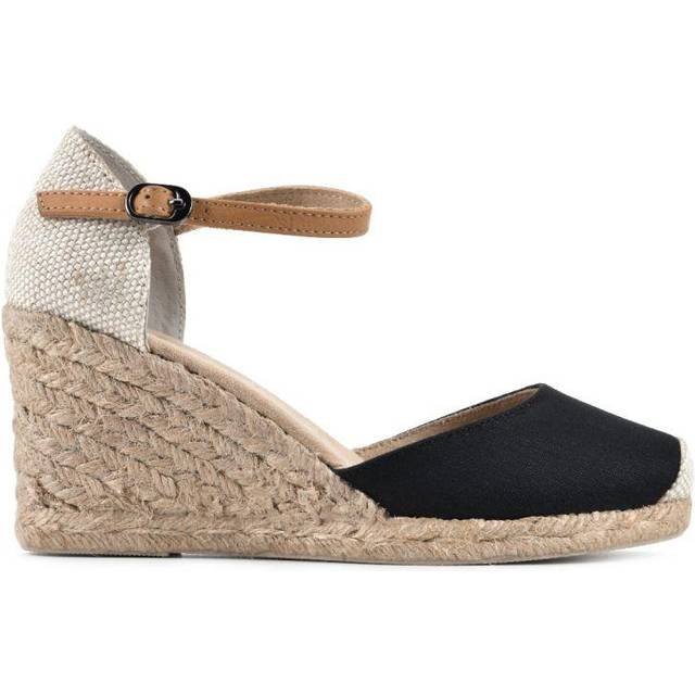 WHITE MOUNTAIN Women's Mamba Espadrille Wedge Sandal  Black/Fabric  9.5 M