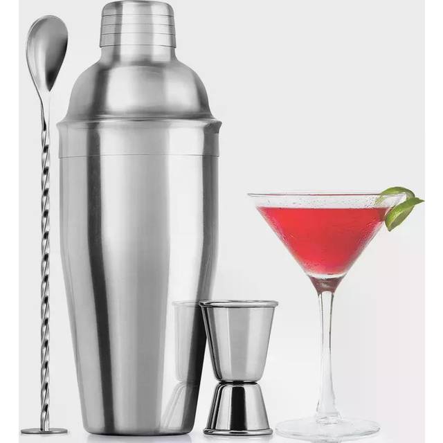24oz 750ml Cocktail Shaker Set Stainless Steel, Martini Shaker Set With Built In Strainer, Double Sided Jigger & Combo Muddler Mixing Spoon - Mixed