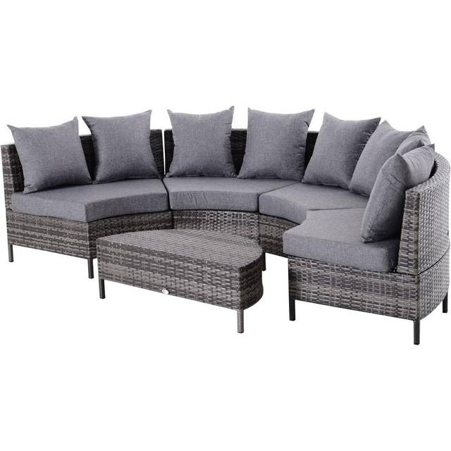 Outsunny 5PCS Garden Rattan Wicker Sofa Outdoor Patio Furniture Set w/ Pillow | TJ Hughes