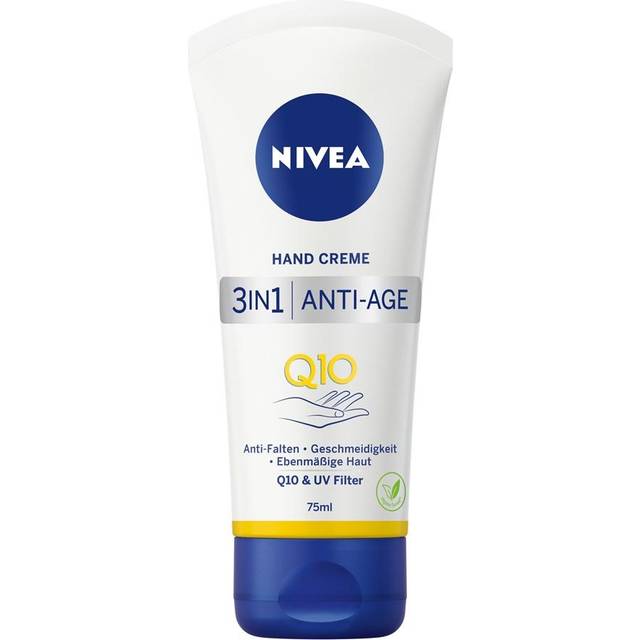 NIVEA 3-in-1 anti-ageing Q10 hand cream, 75 ml, anti-wrinkle hand care with Q10 and UV filter, nourishing skin cream for normal to dry hands