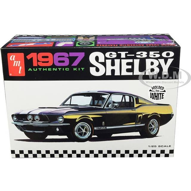 Skill 2 Model Kit 1967 Ford Mustang Shelby GT350 White 1/25 Scale Model by AMT