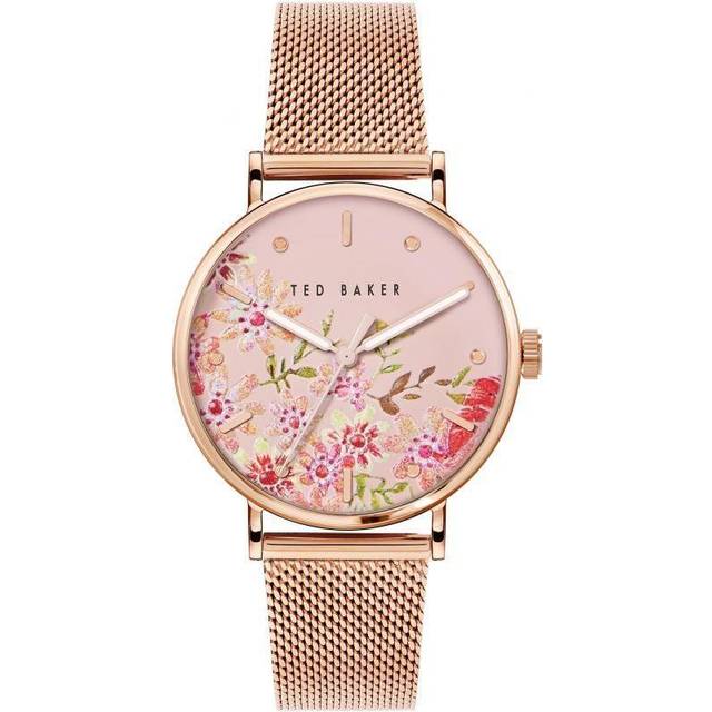 Ted Baker Phylipa Retro Rose Gold Dial Mesh Band Ladies Watch BKPPHS2379I