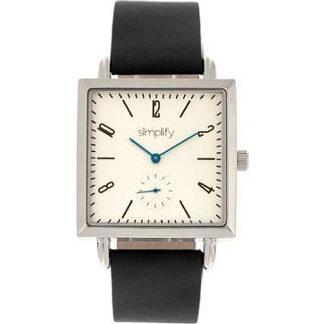 Simplify Unisex The 5000 Leather-Band Watch - Black/White Stainless Steel - One Size