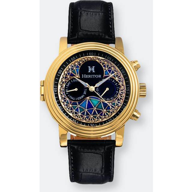 Legacy Leather-Band Watch with Day & Date - Gold - One Size