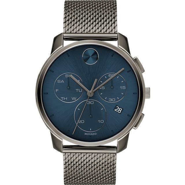 MOVADO Bold Thin 42MM Blue Dial Gunmetal Ion-plated Men's Watch 3600721 - 42 mm