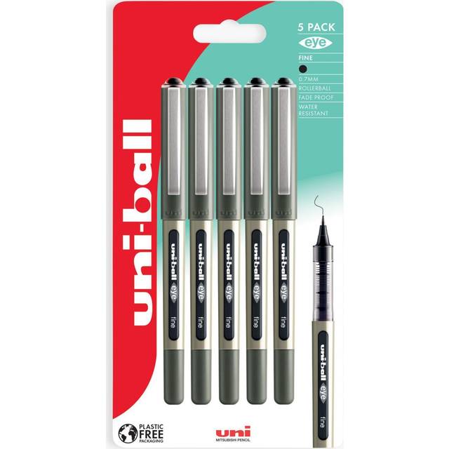 uni-ball Medium Black Liquid Ink Rollerball Pens 5 Pack