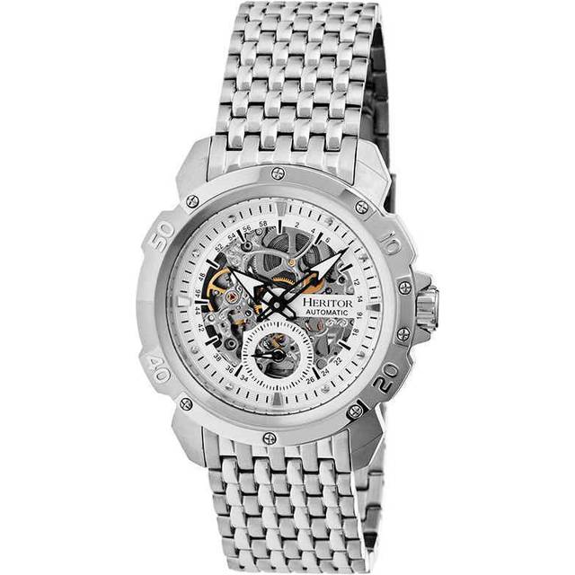 Heritor Automatic Mens Conrad Skeleton Bracelet Watch - Silver Stainless Steel - One Size