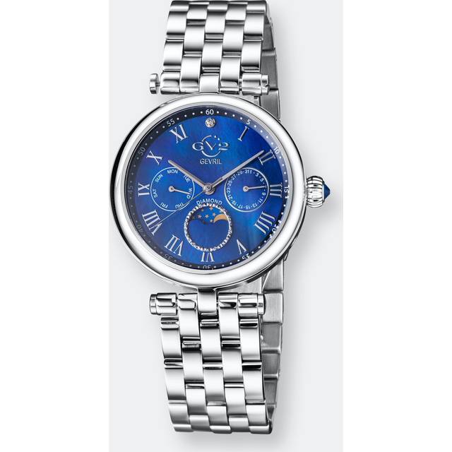 Womens Florence Blue Mother of Pearl Dial 12512 Diamond Swiss Quartz Watch - Grey - One Size