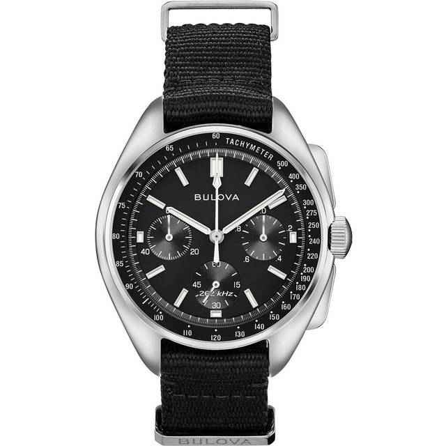 Bulova  Men&apos;s Black Nato Lunar Pilot Watch 96A225