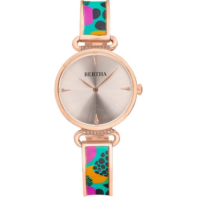 Bertha Womens Katherine Enamel-Designed Bracelet Watch - Turquoise Stainless Steel - One Size