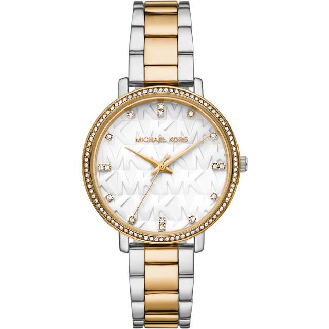 Michael Kors MK4595 – Pyper trehandsklocka i rostfritt stål, Logo med två toner, En storlek, MK4595 – Pyper trehandsklocka i rostfritt stål