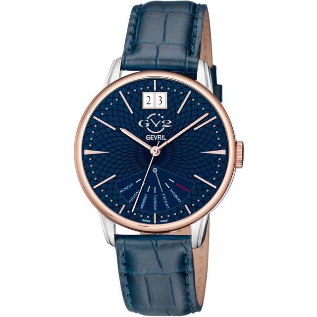 Gv2 Rovescio Mens Stainless Steel Case Genuine Leather Strap Watch - Blue - One Size