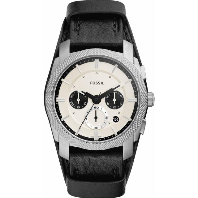 Fossil Machine Men's Black Leather Strap Watch