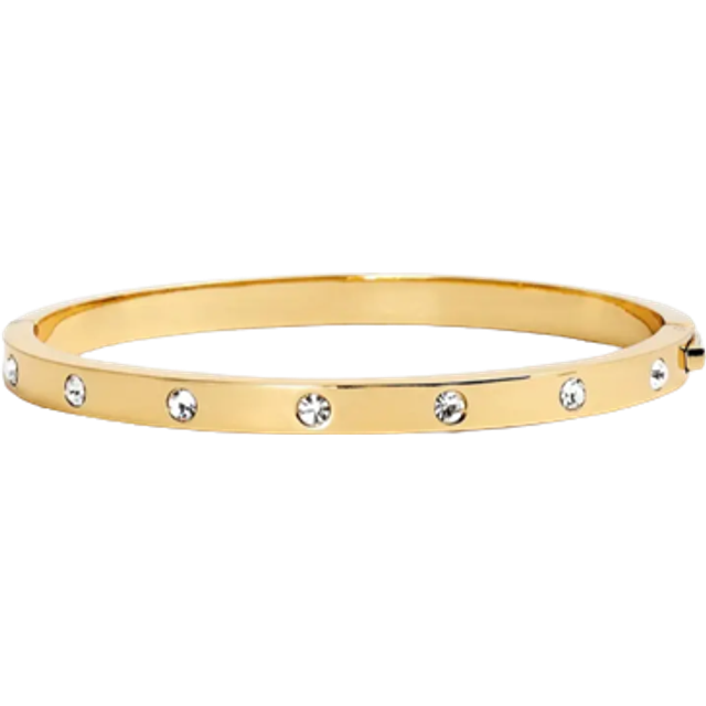 Kate Spade New York SET IN STONE Metal Stone hinged Bangle, Clear/Gold