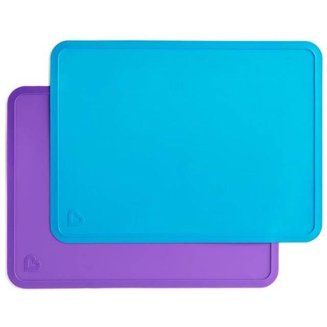 Munchkin Spotless Silicone Placemats for Kids  2 Pack  Blue/Green