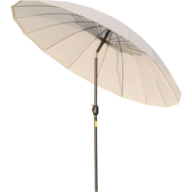 Outsunny Ф255cm Patio Parasol Umbrella Outdoor Market Table Parasol With Push Button Tilt Crank And Sturdy Ribs For Garden Lawn Backyard Pool White