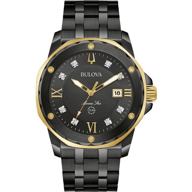 Bulova Marine Star Diamond Men's Black Ip Bracelet Watch