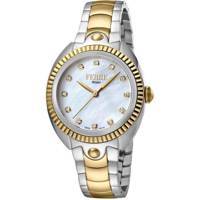 Ferre Milano Womens Ladies White Mother of Pearl Dial / GP Watch - Silver & Gold - One Size