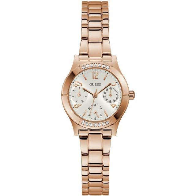 Guess Ladies Piper Rose Gold Plated White Dial Watch GW0413L3