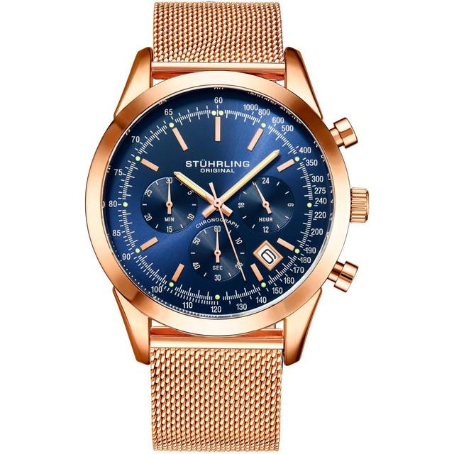 Rialto Chronograph Watch Quartz With Tachymeter 44mm Case Mesh Bracelet - Metallics - One Size