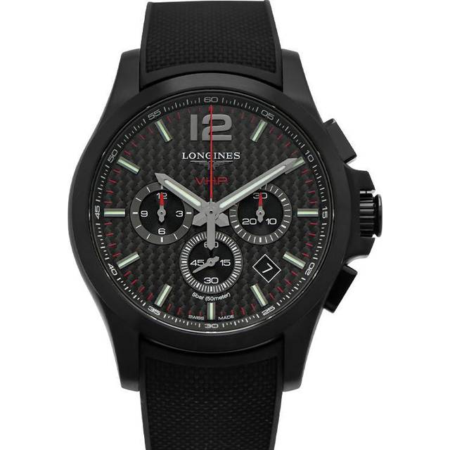 LONGINES Conquest V.H.P. 44MM CHRONO Rubber Men's Watch L3.727.2.66.9 / L37272669 - Black - 44 mm