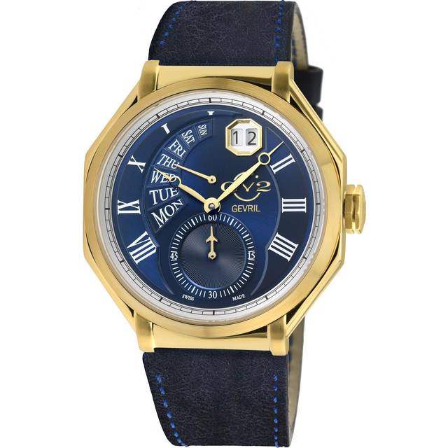 Marchese 42424 Blue Leather Swiss Quartz Watch - Black - One Size