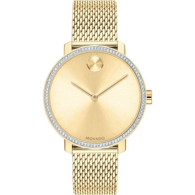 Movado Bold Shimmer dam schweizisk kvarts rostfritt stål och nät armband vardaglig klocka, färg: gul (modell: 3600656), gUL, Kvartsur