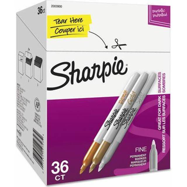 Metallic Fine Point Permanent Marker Value Pack, Fine Bullet Tip, Assorted Colors, 36/Pack