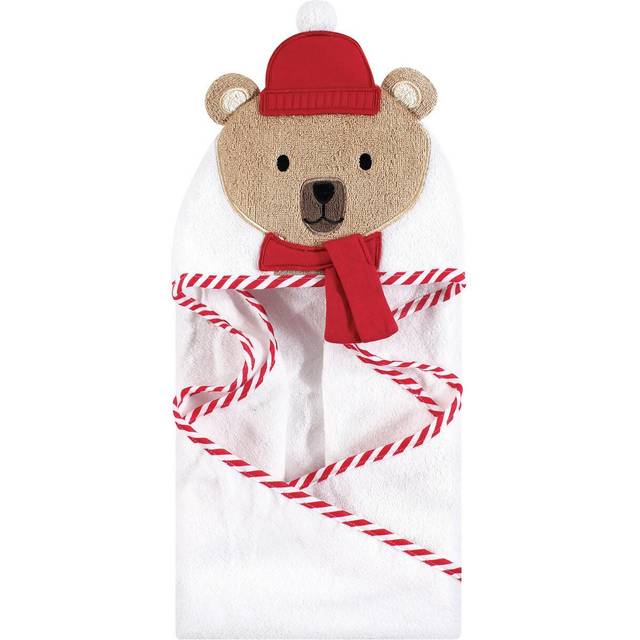 Hudson Baby Unisex Baby Cotton Animal Face Hooded Towel  Bear W Scarf  One Size