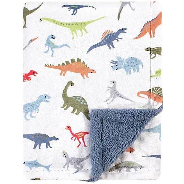 Hudson Baby Unisex Baby Plush Mink and Sherpa Blanket  Dinosaurs  One Size