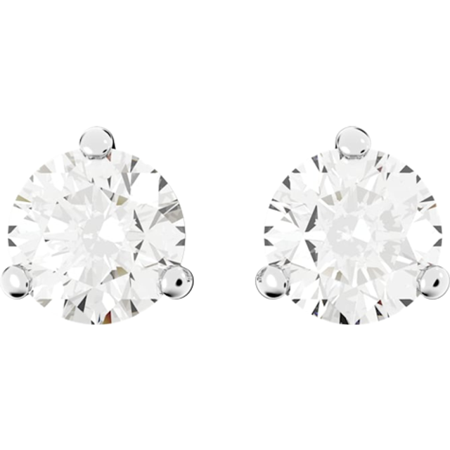 Swarovski Solitaire stud earrings, Round cut, White, Rhodium plated