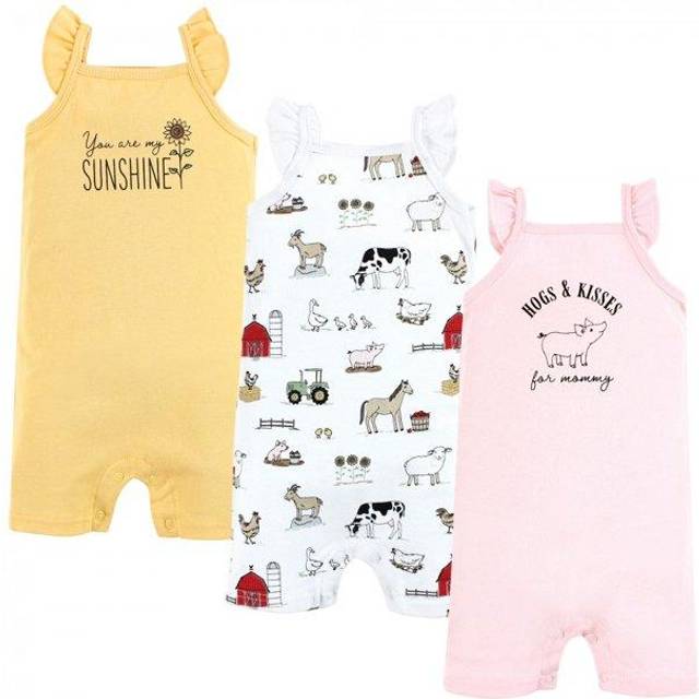 Hudson Baby Unisex Baby Cotton Rompers  Hogs and Kisses  6-9 Months