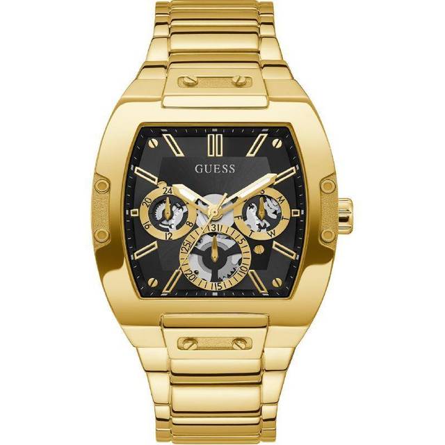 Guess, Watches, male, Yellow, ONE SIZE, Elegant Black Dial Stainless Steel Watch
