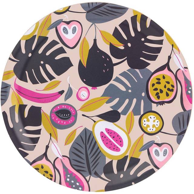 Summerhouse Guatemala Tropical Fruit Large Round Tray, Multi