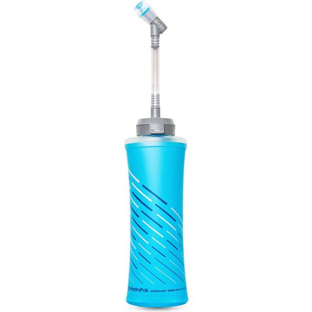 Hydrapak UltraFlask hastighet 600 ml – hopfällbar mjuk flaska vattenflaska för vätskebästar och löparpaket med lättöppnat lock (600 ml/20 oz), Malibu Blue