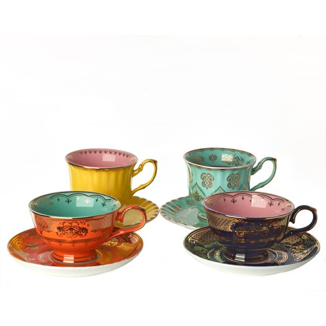 Polspotten - Grandpa Cup with Saucer Set of 4 - mehrfarben/4 Tassen und Untertassen/Mit der Hand waschen - multicolour