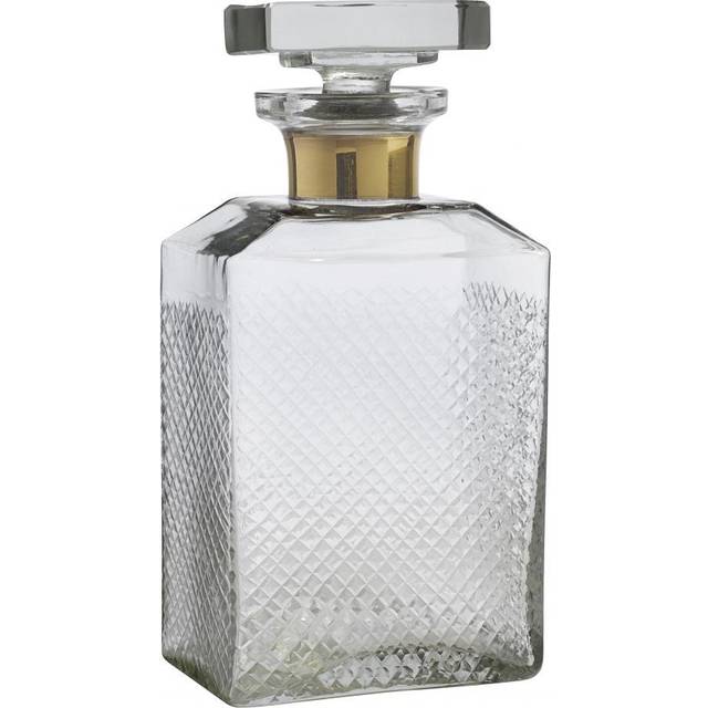 Nordal - Glass Decanter, Large, Gold Band Cutting