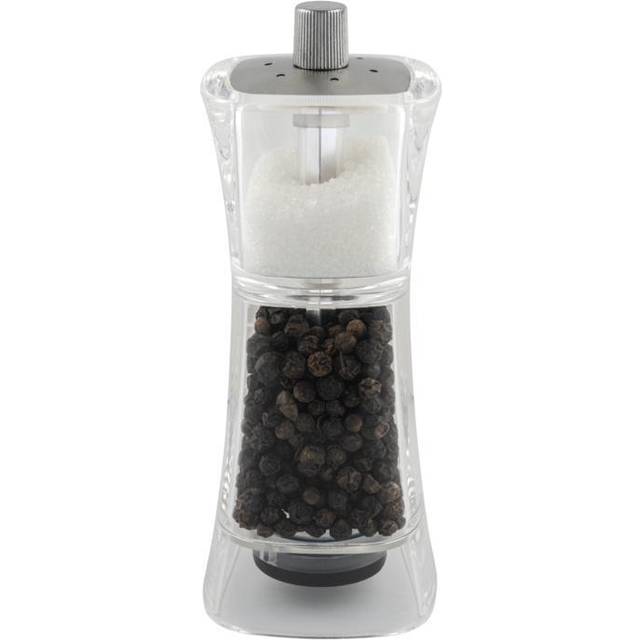 Grunwerg 2-in-1 Combination Saltshaker And Pepper Mill, Acrylic With Ceramic Grinder - Clear (13cm H x 5cm W x 5cm D)