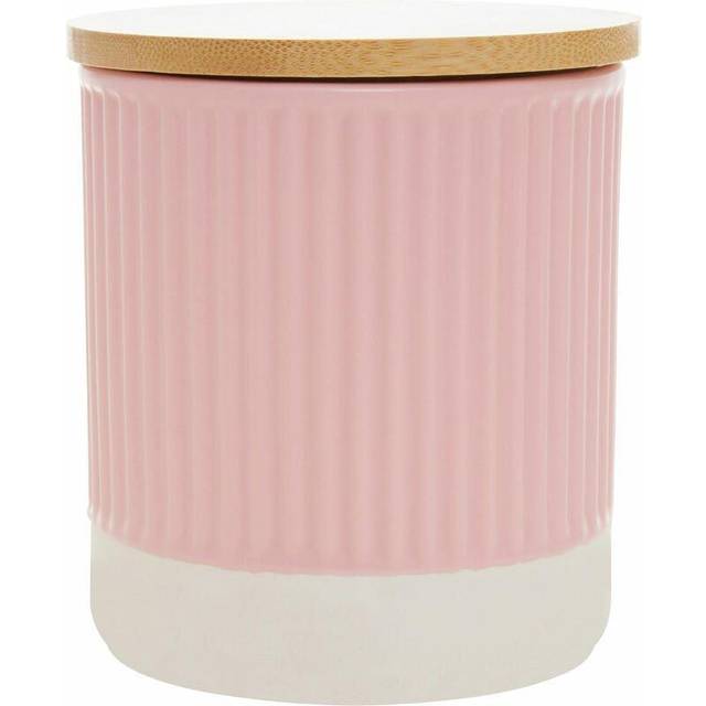 Interiors By Premier Modern Cylindrical Pink 550ml Storage Canister,Two-Tone Container With Ribbed Texture,Airtight Kitchen Jar