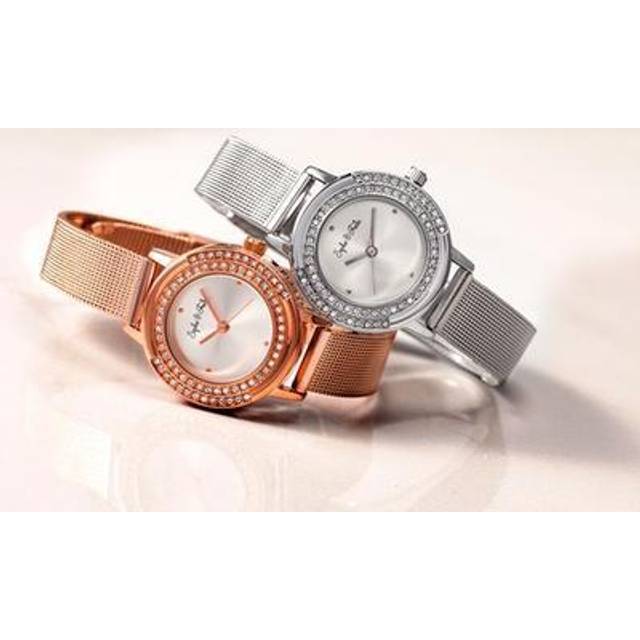 Sophie & Freda Womens Cambridge Bracelet Watch w/Swarovski Crystals - Black Stainless Steel - One Size
