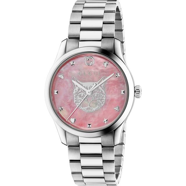 Gucci YA1264166 G-Timeless Pink Mother of Pearl Dial Unisex Watch - Silver - One Size
