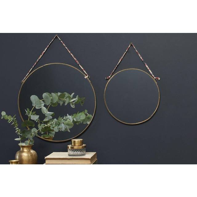nkuku Kiko Round Mirror | Mirrors | Antique Brass | Large 0.5 x 38 cm (Diameter)