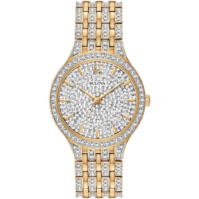 Bulova Ladies' Crystal Phantom Gold Tone Stainless Steel 2-Hand Quartz Watch  440 Crystals and Pave Dial Style: 98L263