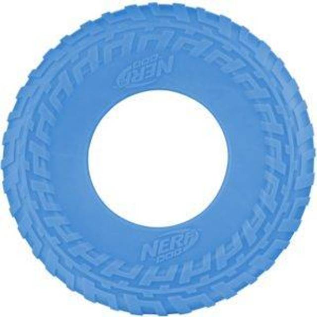Nerf Dog Rubber Tire Flyer Dog Toy  Flying Disc  Lightweight  Durable  Floats in Water  Great for Beach and Pool  10 Inch Diameter  for Medium/Large B